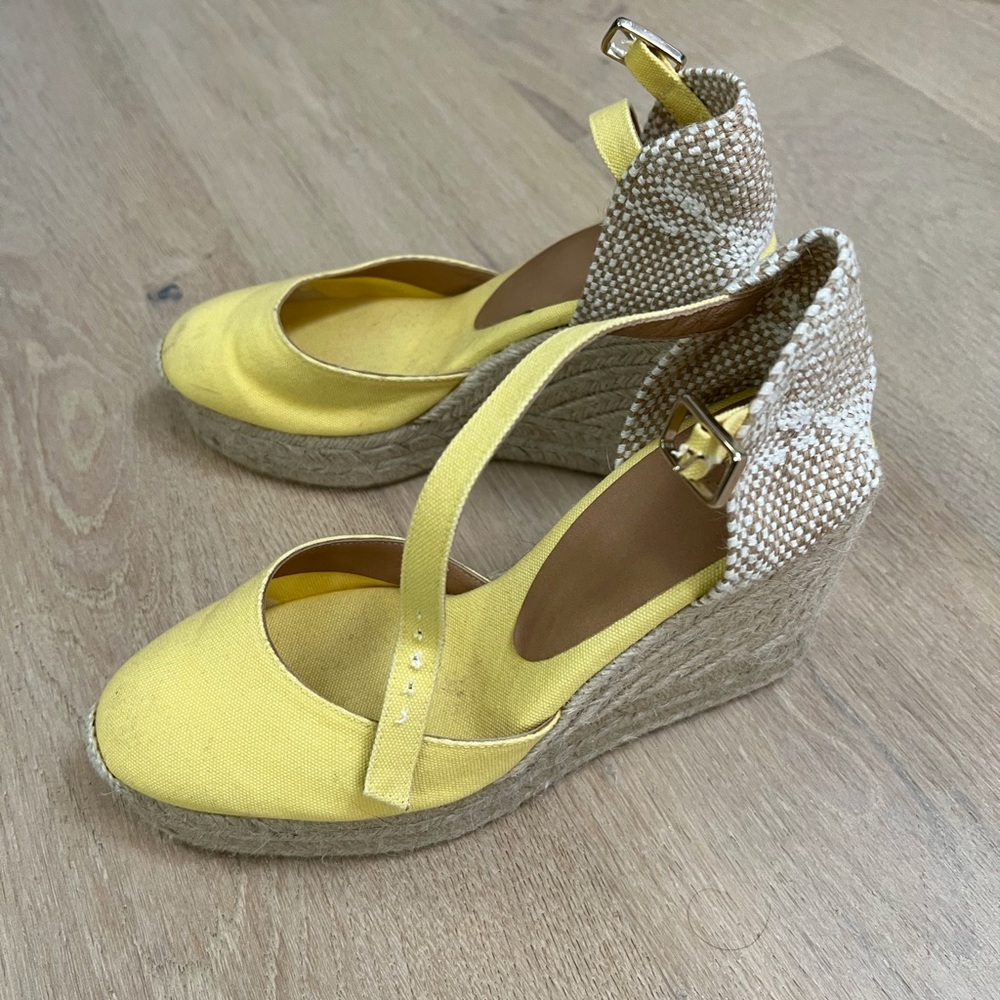 Castañer wedge espadrilles, yellow, size 38.5, worn once